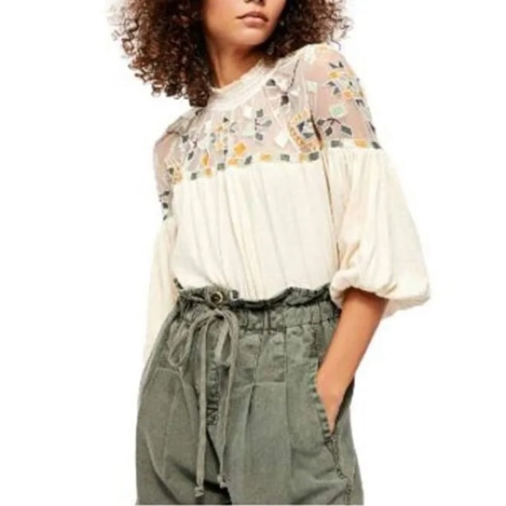 Free People woman’s top Monday Morning Embroidered